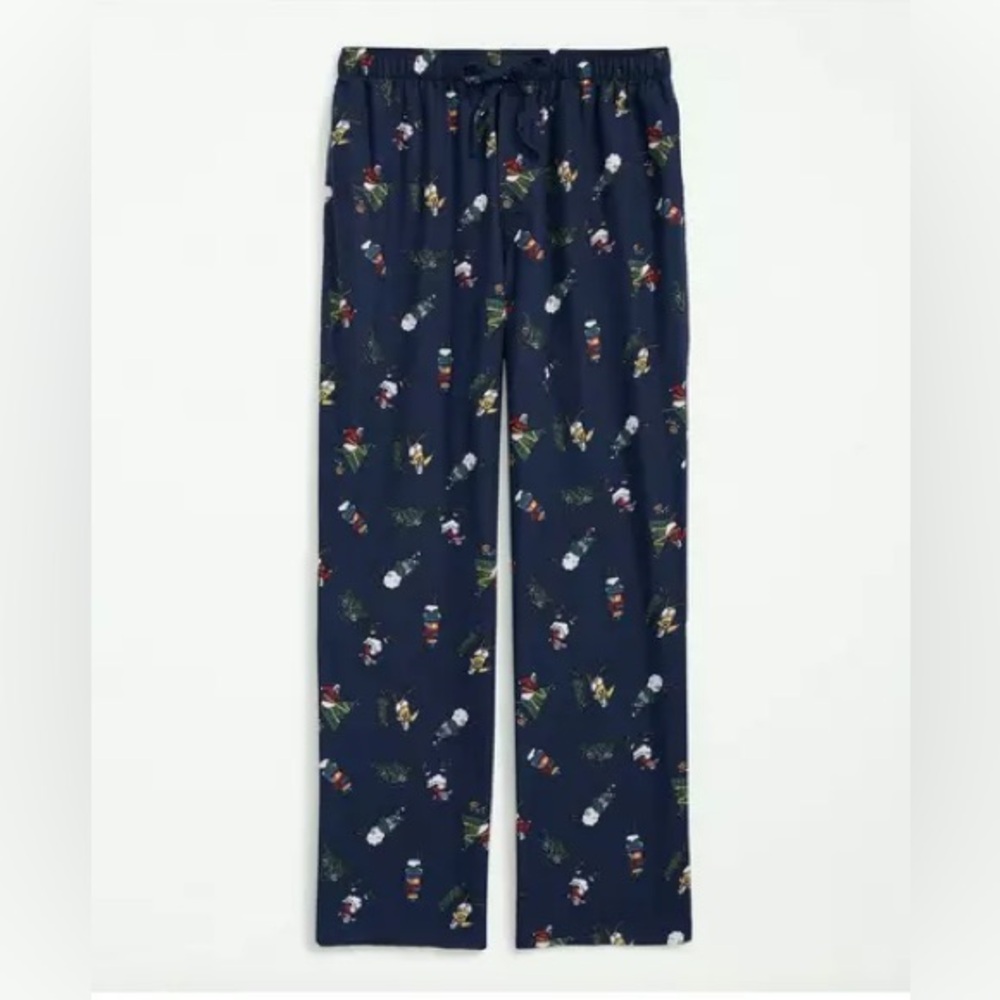 NWT, Brooks Brothers Christmas Cotton Flannel Lounge Pants, Mens Large